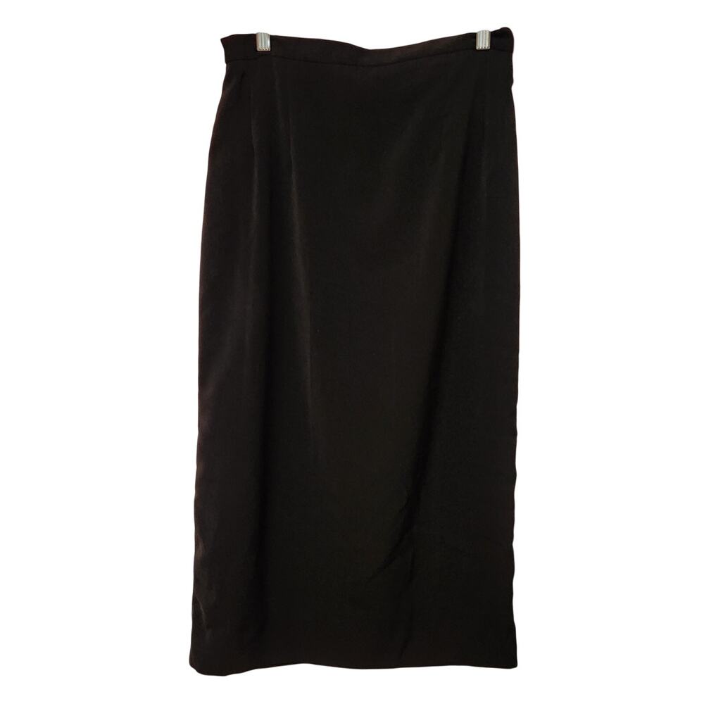 Vintage Unbranded Black Back Slit Office Classic Straight Maxi Skirt Size 16